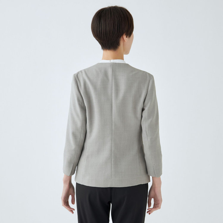 ブラックライン 【SL】【春夏】ノーカラー七分袖ジャケット/グレー/ウォッシャブル グレー系(灰)