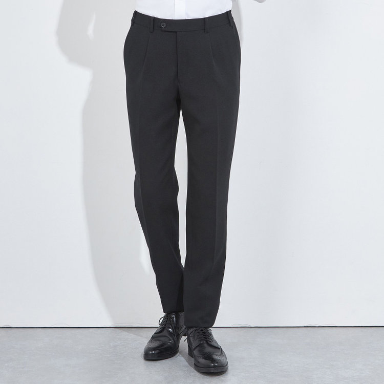 シルバーライン 【CLASSICO TAPERED】【秋冬】1タックテーパードパンツ/ブラック/ウエストシャーリング/4S SUSTAINABILITY&ECOLOGY FABRIC/※裾上げ済仕様 黒