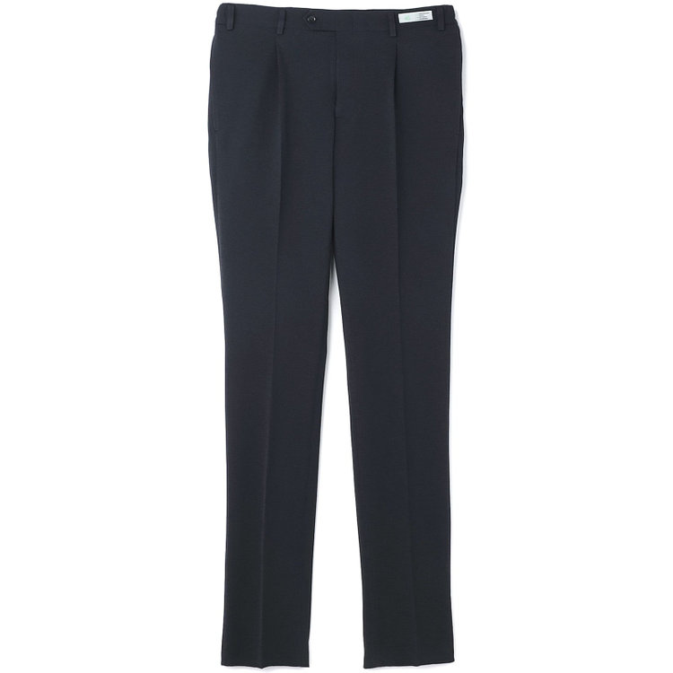 シルバーライン 【CLASSICO TAPERED】【春夏】1タックテーパードパンツ/ネイビー＆ブラック×ハウンドトゥース/ウエストシャーリング/4S SUSTAINABILITY&ECOLOGY FABRIC/※裾上げ必要 紺濃色
