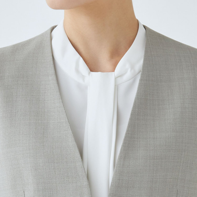 ブラックライン 【SL】【春夏】ノーカラー七分袖ジャケット/グレー/ウォッシャブル グレー系(灰)