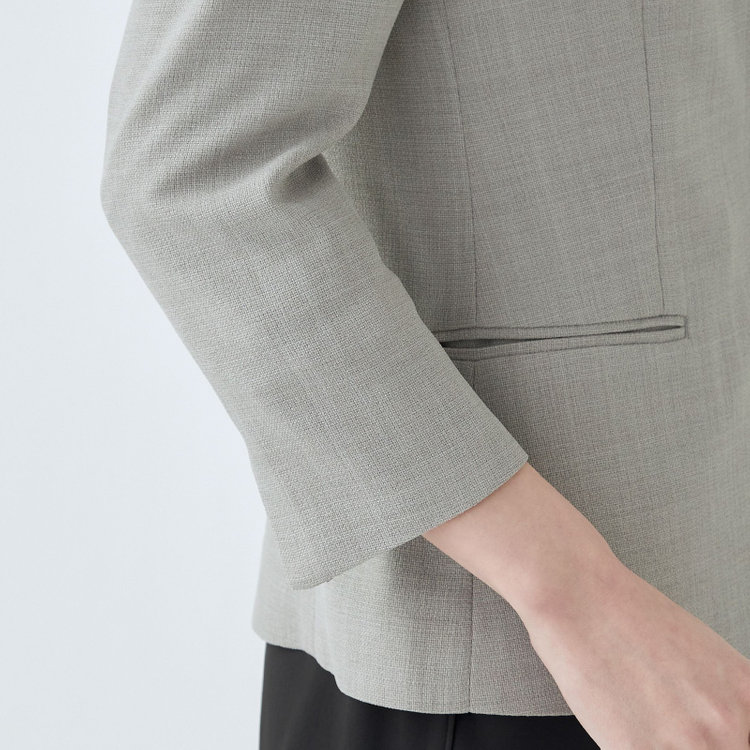 ブラックライン 【SL】【春夏】ノーカラー七分袖ジャケット/グレー/ウォッシャブル グレー系(灰)