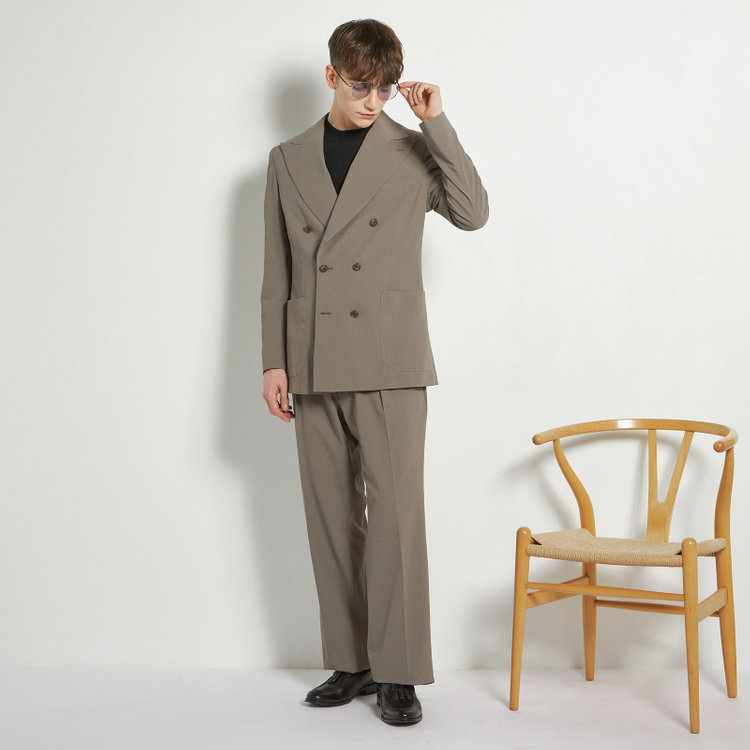 シルバーライン 【RBC】【春夏】2タックパンツ/グレージュ×サッカー/サイド尾錠/4S AIR/※裾上げ必要 茶淡色