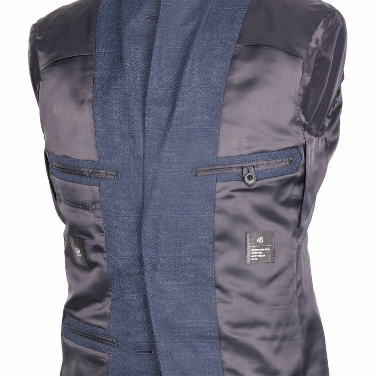 スーツセレクト 【WEB限定/OUTLET】【SLIM TAPERED_2】【秋冬】コーディネートパンツ付き/2釦シングルスーツ 0タック/ネイビー×ウィンドペン+グレーソリッドパンツ/4S ネイビー系(紺)