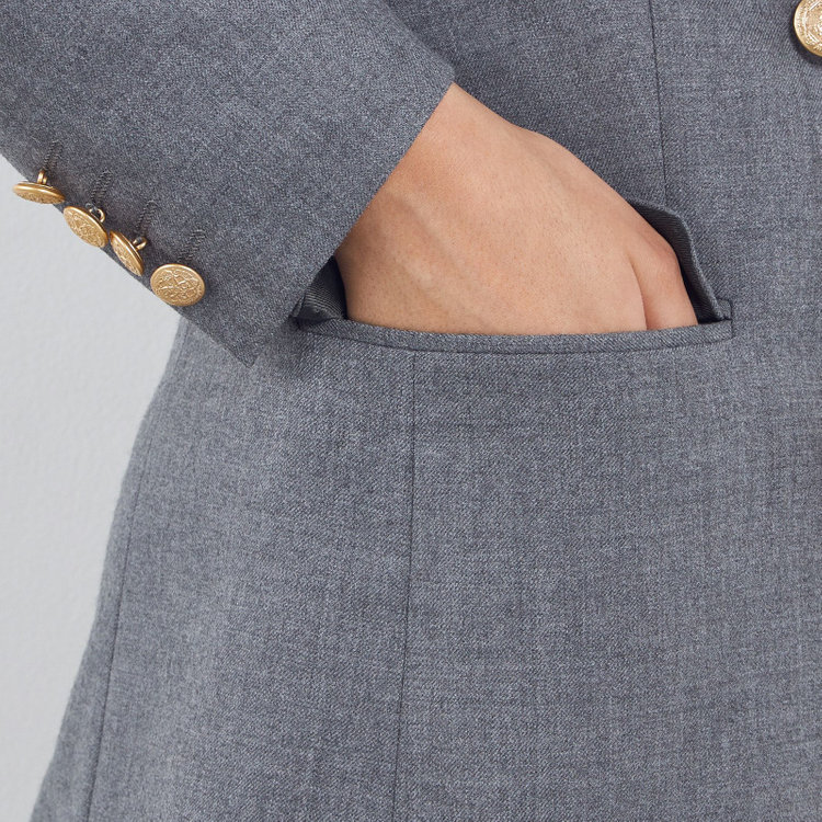 シルバーライン 【SILVER LINE】【秋冬】6釦2掛けダブルリミテッドブレザー/SUPER100'S/ライトグレー×メタル釦 グレー中間