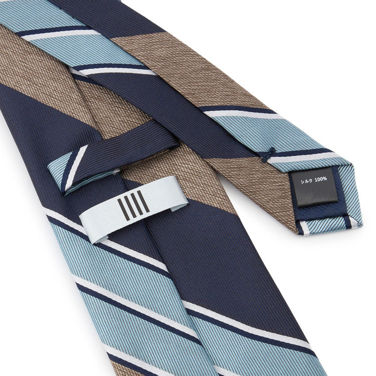 シルバーライン 【SILVER LINE】シルクレジメンタルストライプネクタイ 8.0cm幅/ブラウン×ネイビー×ブルー その他