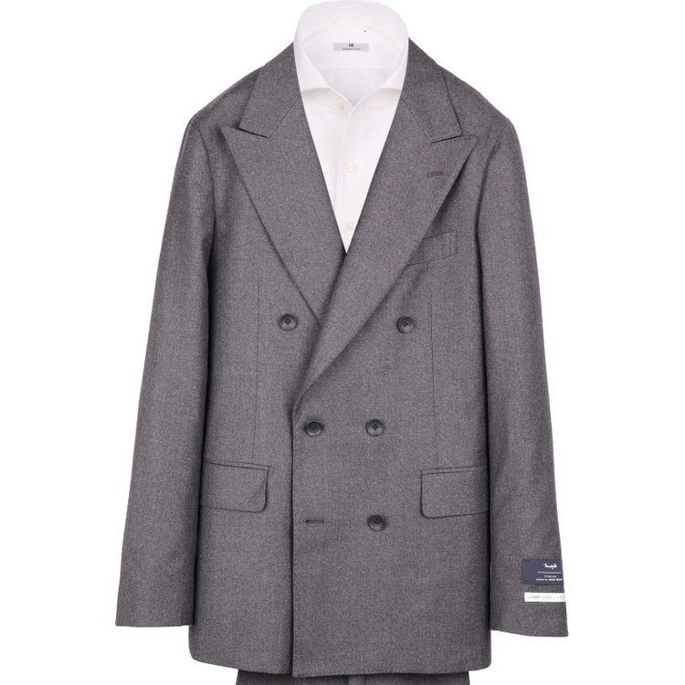 スーツセレクト 【発送在庫あり】【CLASSICO TAPERED】【秋冬】6釦2掛けダブルスーツ 1タック/グレー×ソリッド/MARZOTTO グレー系(灰)