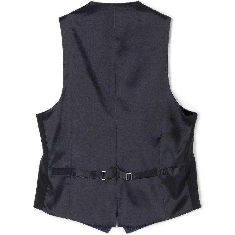 スーツセレクト 【発送在庫あり】【SLIM TAPERED_2】【春夏】2釦シングルスリーピーススーツ 0タック/ネイビーブルー×マイクロチェック/ウエストシャーリング/4S SUSTAINABILITY&ECOLOGY FABRIC/※パンツ裾上げ済仕様 ネイビー系(紺)