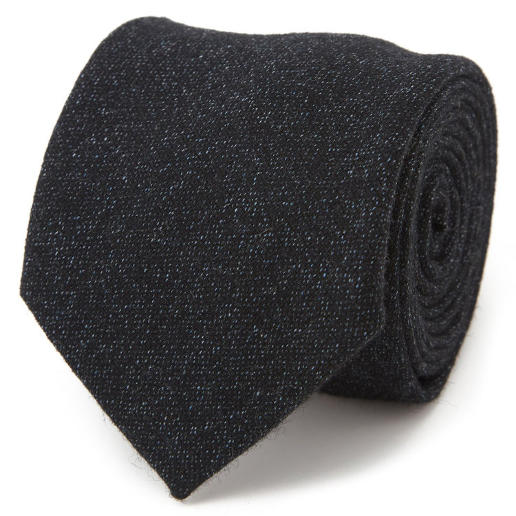 シルバーライン 【SILVER LINE】ウールコットンブレンドソリッド系ネクタイ 8.0cm幅/ネイビー/RE:NEWOOL その他