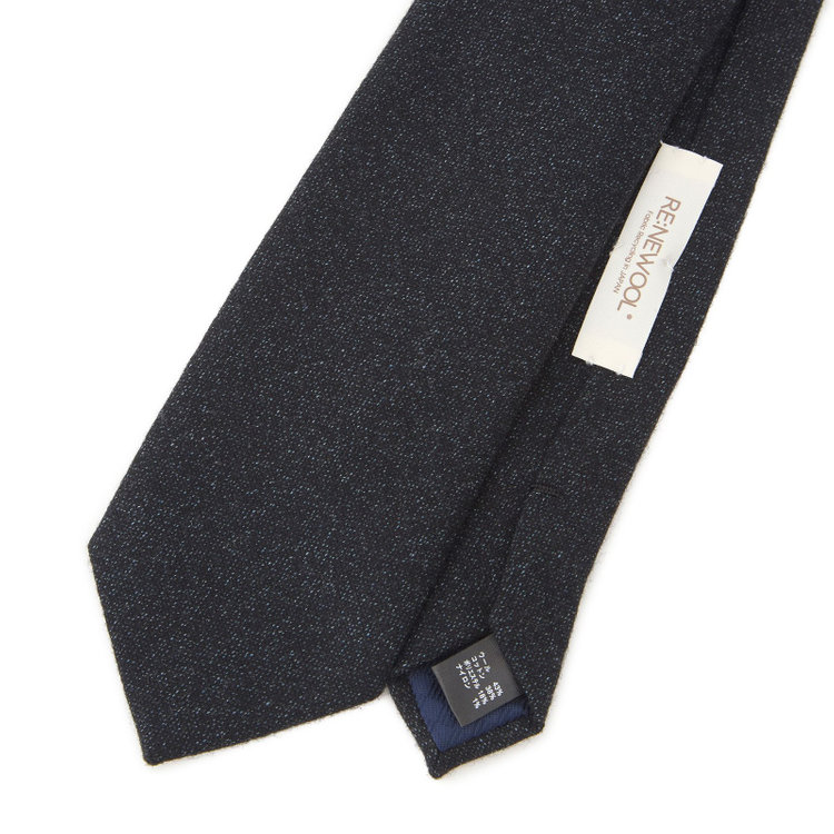 シルバーライン 【SILVER LINE】ウールコットンブレンドソリッド系ネクタイ 8.0cm幅/ネイビー/RE:NEWOOL その他