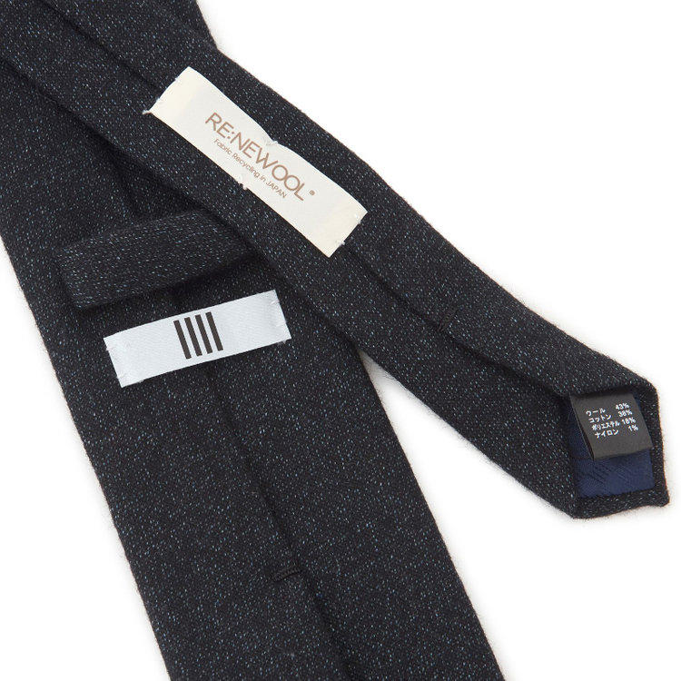 シルバーライン 【SILVER LINE】ウールコットンブレンドソリッド系ネクタイ 8.0cm幅/ネイビー/RE:NEWOOL その他