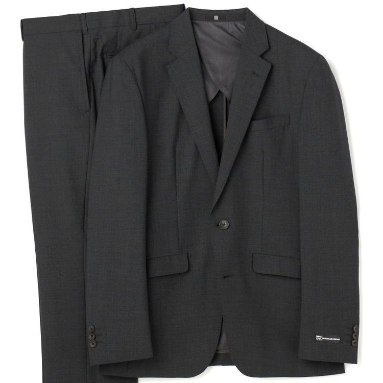 【SLIM TAPERED】【BLACK LINE】【春夏】2釦シングルスーツ/グレー/ウエストムーブ/NZ WOOL Super170's/SHOWER CLEAN/※パンツ裾上げ済仕様