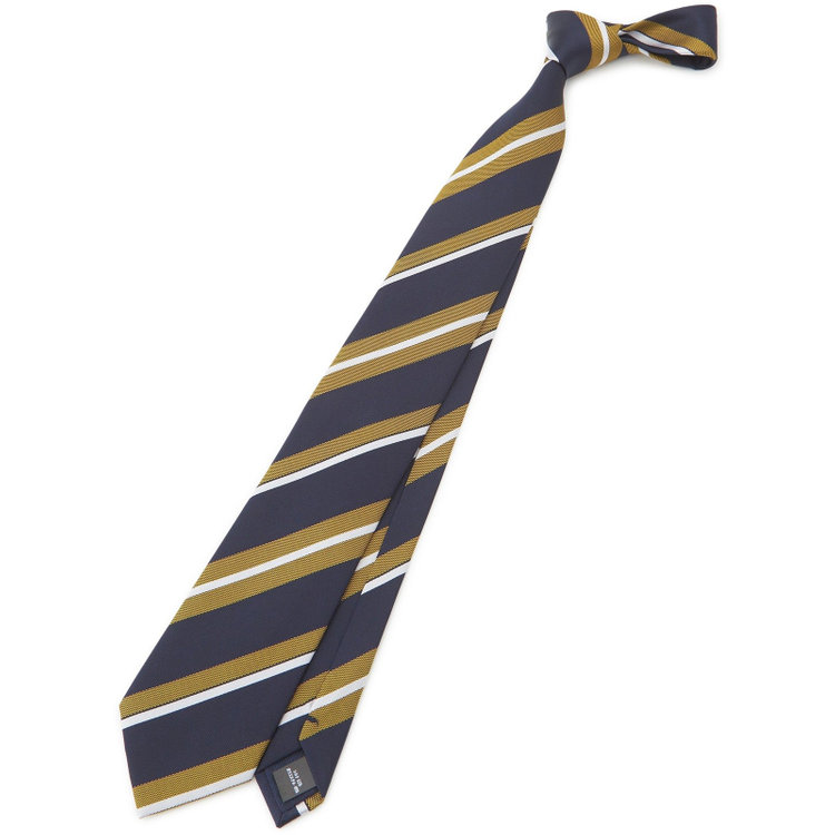 シルバーライン 【SILVER LINE】シルクブレンドストライプネクタイ 8.0cm幅/ゴールド×ネイビー その他