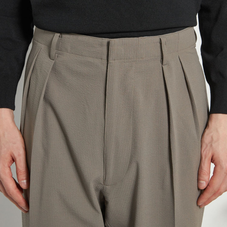 シルバーライン 【RBC】【春夏】2タックパンツ/グレージュ×サッカー/サイド尾錠/4S AIR/※裾上げ必要 茶淡色