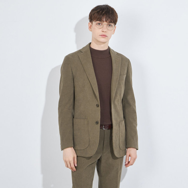 シルバーライン 【5DAYS CLOSET】【RBC】【秋冬】2釦ジャケット/ブラウン×コーデュロイ/パッチポケット/4S SUSTAINABILITY&ECOLOGY FABRIC 茶中間