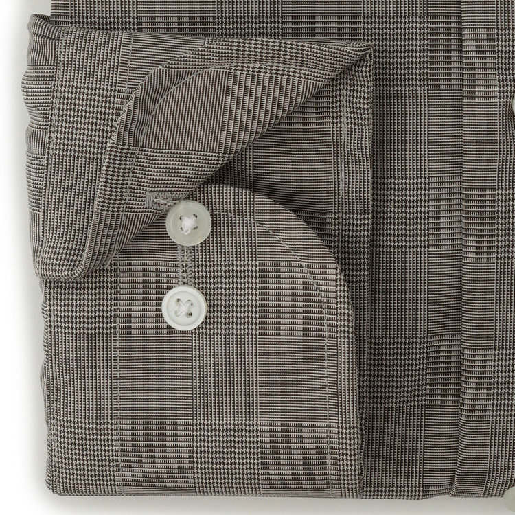 シルバーライン 【発送在庫あり】【SILVER LINE】【形態安定】ワイドカラーワイシャツ/ブラウン×チェック 茶中間