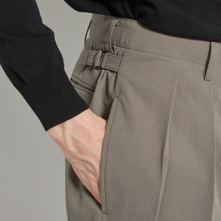 シルバーライン 【RBC】【春夏】2タックパンツ/グレージュ×サッカー/サイド尾錠/4S AIR/※裾上げ必要 茶淡色