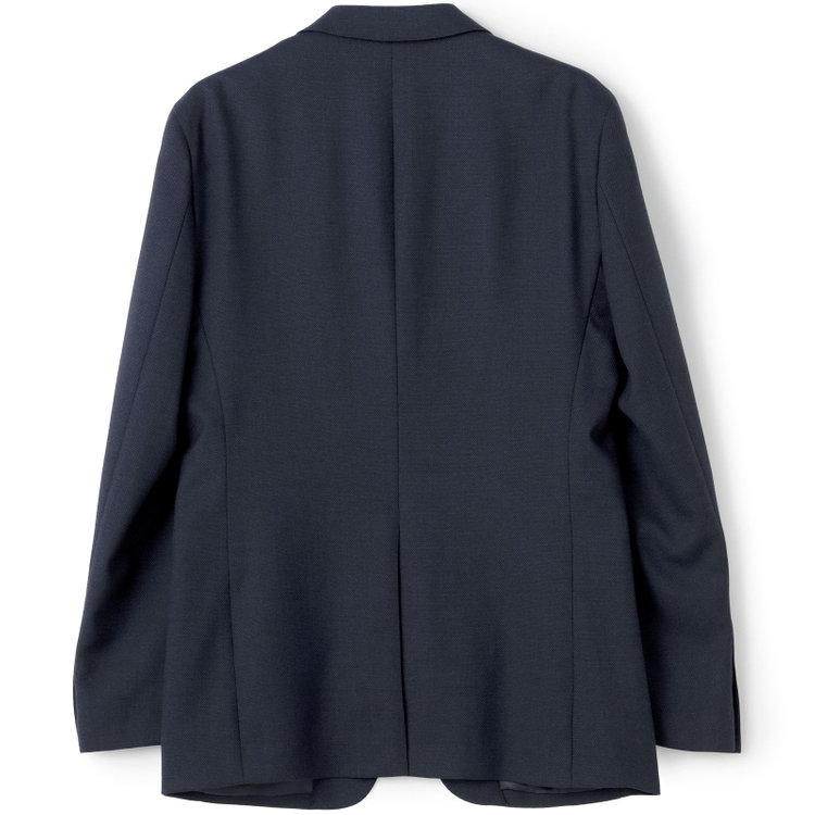 ブラックライン 【SLIM TAPERED_2】【秋冬】2釦シングルスーツ 0タック/ネイビー×バーズアイ/ウエストシャーリング/4S SUSTAINABILITY&ECOLOGY FABRIC/※パンツ裾上げ済仕様 紺中間