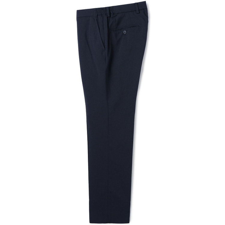 ブラックライン 【WEB限定】【発送在庫あり】【SLIM TAPERED】【年間】ウォッシャブル0タックテーパードパンツ/ネイビー/ウエストシャーリング/裾上げ済仕様 紺中間