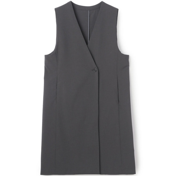 シルバーライン 【SL】【年間】ノーカラーダブル釦ジレ/ダークグレー/4S グレー中間