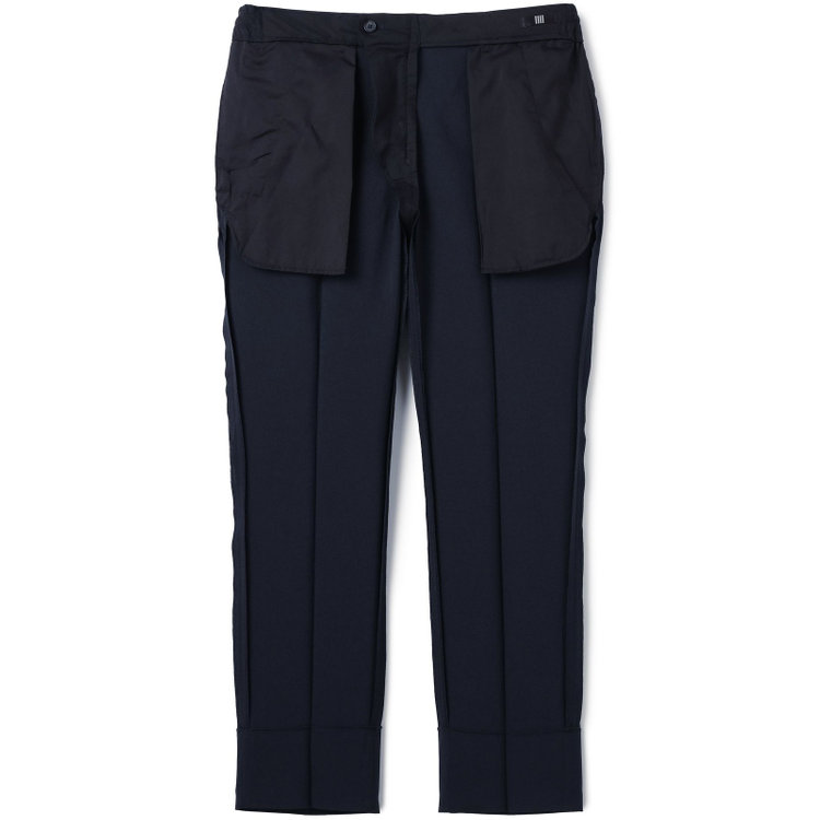 ブラックライン 【WEB限定】【発送在庫あり】【SLIM TAPERED】【年間】ウォッシャブル0タックテーパードパンツ/ネイビー/ウエストシャーリング/裾上げ済仕様 紺中間