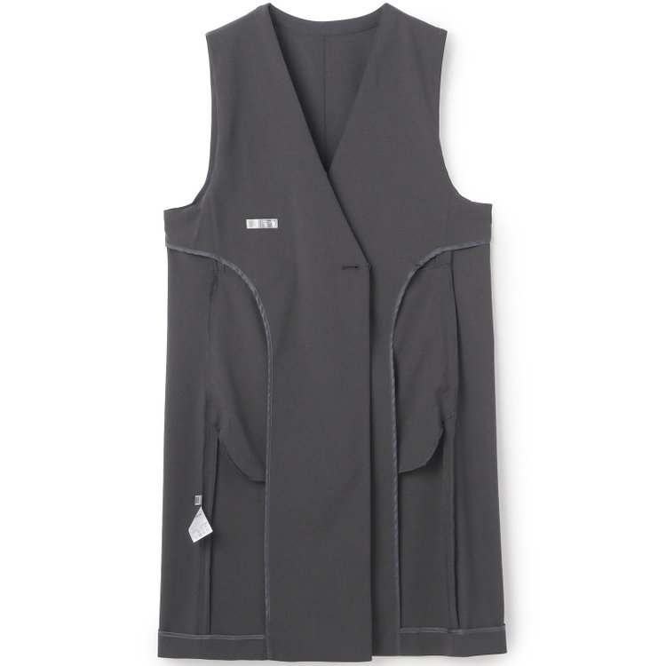 シルバーライン 【SL】【年間】ノーカラーダブル釦ジレ/ダークグレー/4S グレー中間