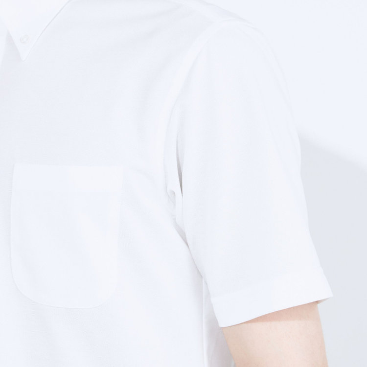 シルバーライン 【RBC/五分袖】ボタンダウンビズポロシャツ プルオーバータイプ/ホワイト/4S コットンブレンド 白