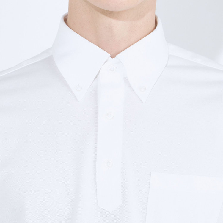 シルバーライン 【RBC/五分袖】ボタンダウンビズポロシャツ プルオーバータイプ/ホワイト/4S コットンブレンド 白