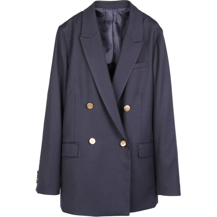 スーツセレクト 【RELAX TAPERED_2】【秋冬】4釦1掛けダブルジャケット/ネイビー+ゴールド釦/ウォッシャブル ネイビー系(紺)