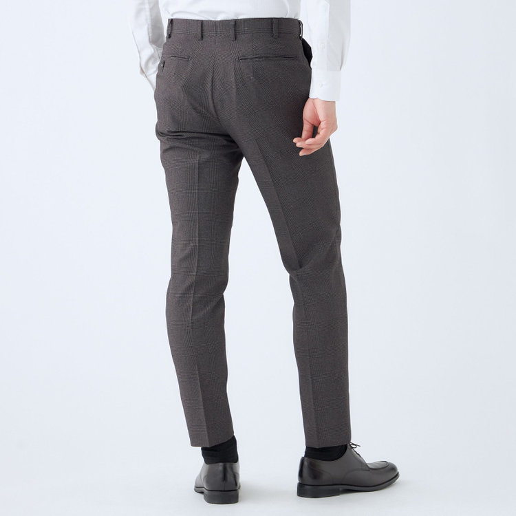 シルバーライン 【CLASSICO TAPERED】【秋冬】2釦シングルスリーピーススーツ 1タック/ブラウン×プレイド/ウエストムーブ/4S SUSTAINABILITY&ECOLOGY FABRIC/※パンツ裾上げ済仕様 茶中間