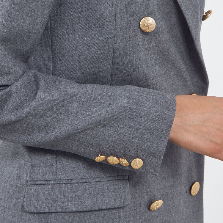 シルバーライン 【SILVER LINE】【秋冬】6釦2掛けダブルリミテッドブレザー/SUPER100'S/ライトグレー×メタル釦 グレー中間