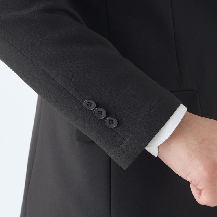 ブラックライン 【発送在庫あり】【BL/4S WORK】【WEB限定】【年間】2釦シングルスーツ 0タック/ブラック/ドローコード&ウエストシャーリング/※パンツ裾上げ済仕様 黒