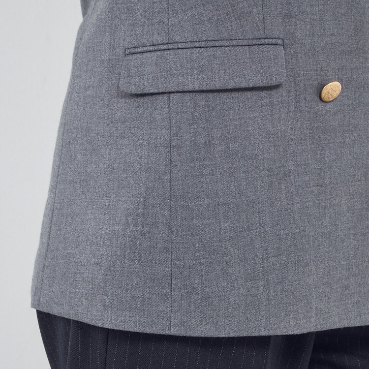 シルバーライン 【SILVER LINE】【秋冬】6釦2掛けダブルリミテッドブレザー/SUPER100'S/ライトグレー×メタル釦 グレー中間