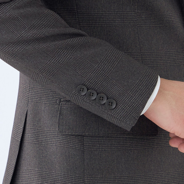 シルバーライン 【CLASSICO TAPERED】【秋冬】2釦シングルスリーピーススーツ 1タック/ブラウン×プレイド/ウエストムーブ/4S SUSTAINABILITY&ECOLOGY FABRIC/※パンツ裾上げ済仕様 茶中間