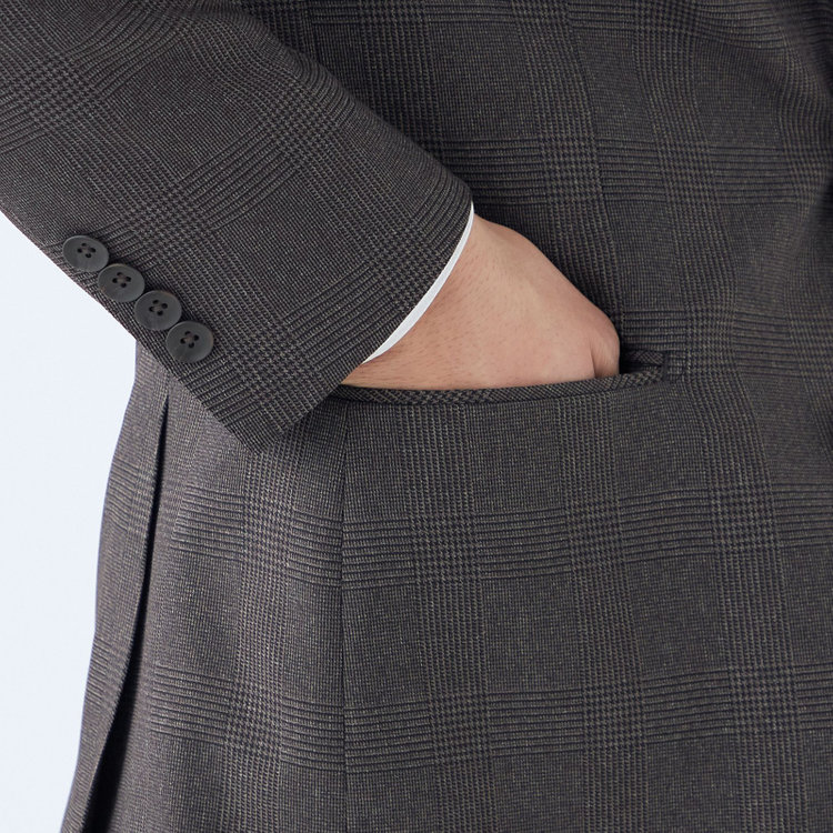 シルバーライン 【CLASSICO TAPERED】【秋冬】2釦シングルスリーピーススーツ 1タック/ブラウン×プレイド/ウエストムーブ/4S SUSTAINABILITY&ECOLOGY FABRIC/※パンツ裾上げ済仕様 茶中間