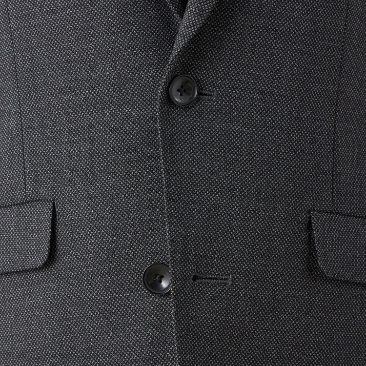 ブラックライン 【SLIM TAPERED_2】【秋冬】2釦シングルスーツ 0タック/グレー×バーズアイ/ウエストシャーリング/4S SUSTAINABILITY&ECOLOGY FABRIC/※パンツ裾上げ済仕様 グレー中間
