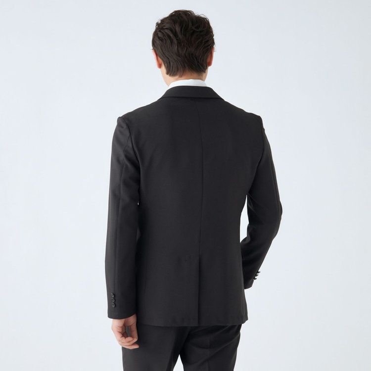 ブラックライン 【発送在庫あり】【BL/4S WORK】【WEB限定】【年間】2釦シングルスーツ 0タック/ブラック/ドローコード&ウエストシャーリング/※パンツ裾上げ済仕様 黒