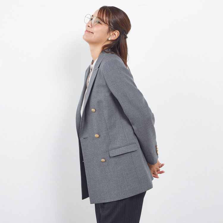 シルバーライン 【SILVER LINE】【秋冬】6釦2掛けダブルリミテッドブレザー/SUPER100'S/ライトグレー×メタル釦 グレー中間