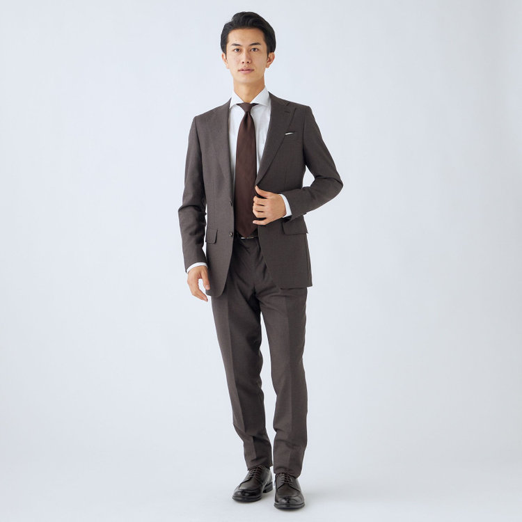 シルバーライン 【発送在庫あり】【CLASSICO TAPERED】【秋冬】2釦シングルスーツ 1タック/ブラウン/Ermenegildo Zegna LOOP woven in italy/※裾上げ必要 茶濃色