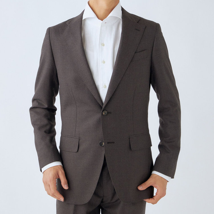 シルバーライン 【発送在庫あり】【CLASSICO TAPERED】【秋冬】2釦シングルスーツ 1タック/ブラウン/Ermenegildo Zegna LOOP woven in italy/※裾上げ必要 茶濃色