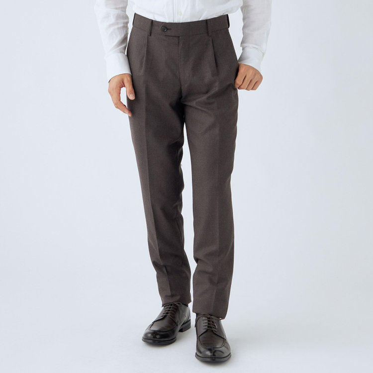 シルバーライン 【発送在庫あり】【CLASSICO TAPERED】【秋冬】2釦シングルスーツ 1タック/ブラウン/Ermenegildo Zegna LOOP woven in italy/※裾上げ必要 茶濃色