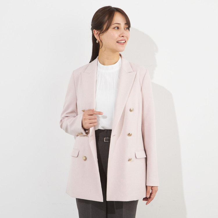 シルバーライン 【SILVER LINE】【春夏】6釦2掛けダブルブレザー/4S SUSTAINABILITY&ECOLOGY FABRIC/ピンク×メタル釦 赤淡色