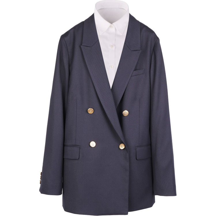 スーツセレクト 【RELAX TAPERED_2】【秋冬】4釦1掛けダブルジャケット/ネイビー+ゴールド釦/ウォッシャブル ネイビー系(紺)