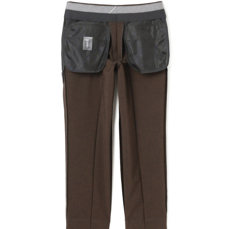 ブラックライン 【SLIM TAPERED】【春夏】0タックテーパードパンツ/ブラウン/ウエストムーブ/ウォッシャブル/4S SUSTAINABILITY&ECOLOGY FABRIC/※裾上げ済み仕様 茶中間