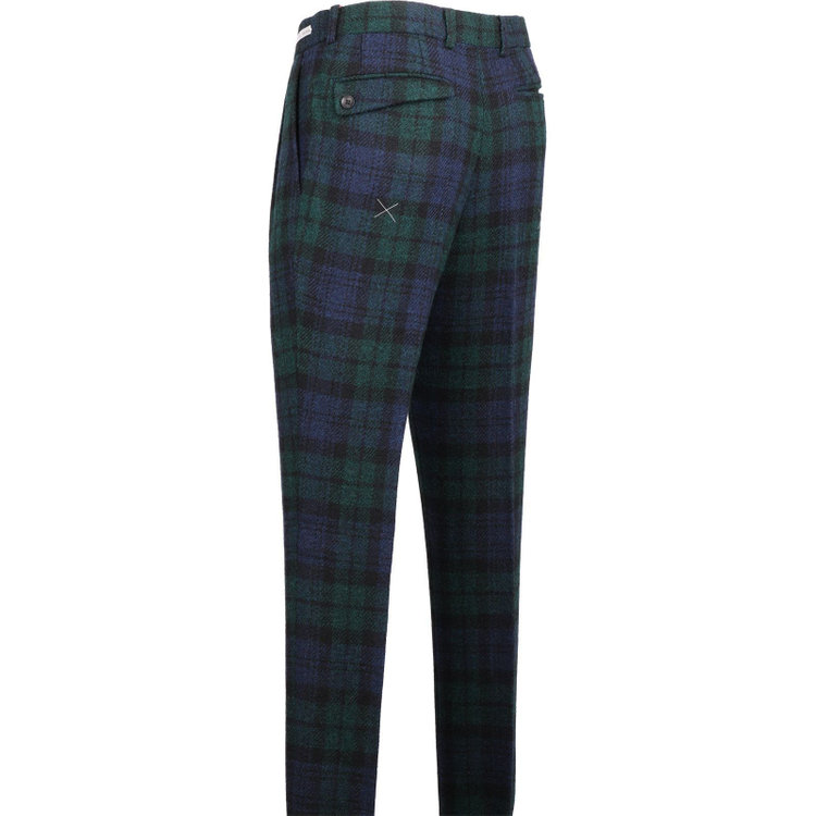 スーツセレクト 【WEB限定/OUTLET】【CLASSICO TAPERED】【秋冬】ウールパンツ 2タック/ブラック＆ネイビー＆グリーン×ブラックウォッチ+ツイード/Harris Tweed hand woven in the outer hebrides of scotland ネイビー系(紺)