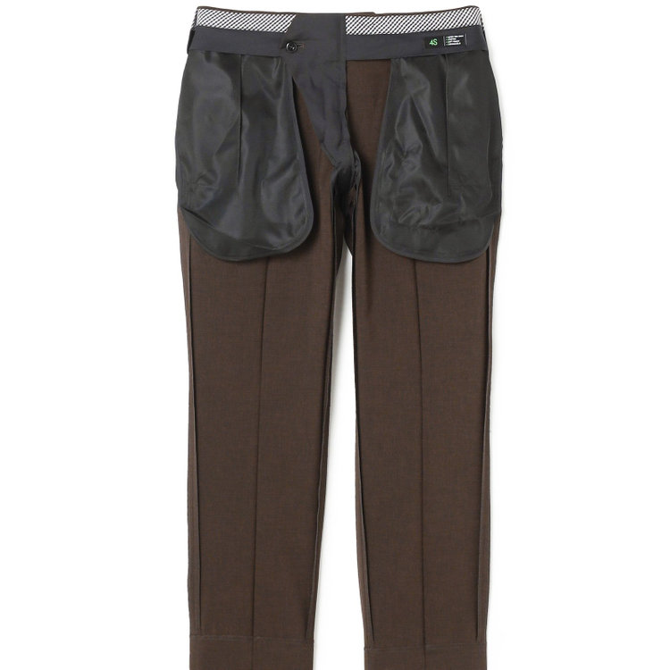 ブラックライン 【SLIM TAPERED】【春夏】0タックテーパードパンツ/ブラウン/ウエストムーブ/ウォッシャブル/4S SUSTAINABILITY&ECOLOGY FABRIC/※裾上げ済み仕様 茶中間