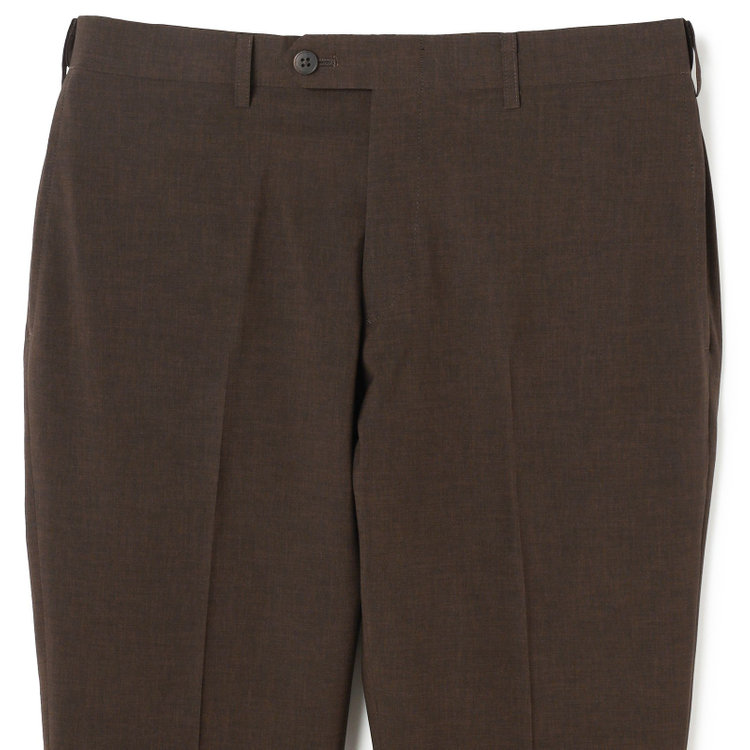ブラックライン 【SLIM TAPERED】【春夏】0タックテーパードパンツ/ブラウン/ウエストムーブ/ウォッシャブル/4S SUSTAINABILITY&ECOLOGY FABRIC/※裾上げ済み仕様 茶中間