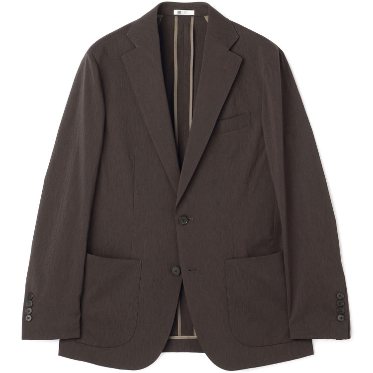シルバーライン 【5DAYS CLOSET】【RBC】【春夏】2釦シングルジャケット/ブラウン×楊柳/パッチポケット/4S SUSTAINABILITY&ECOLOGY FABRIC 茶中間