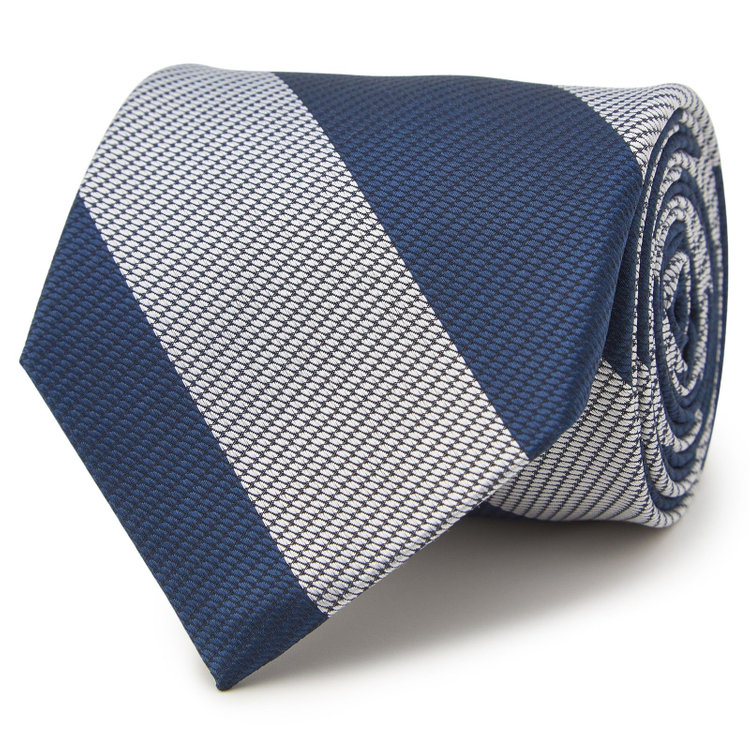 シルバーライン 【SILVER LINE】シルクブレンドストライプネクタイ 8.0cm幅/ネイビー その他