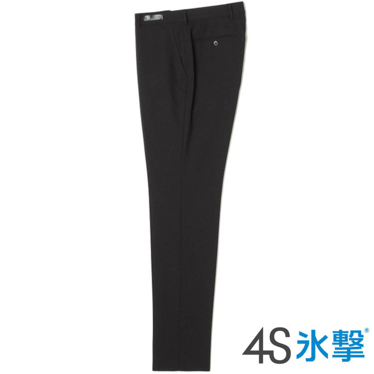 ブラックライン 【SLIM TAPERED】【春夏】ノータックテーパードパンツ/ブラック×バーズアイ/「FREEZETECH 氷撃」冷感PRINT/4S SUSTAINABILITY&ECOLOGY FABRIC「ウォッシャブル」「ストレッチ」/※裾上げ済み仕様 黒