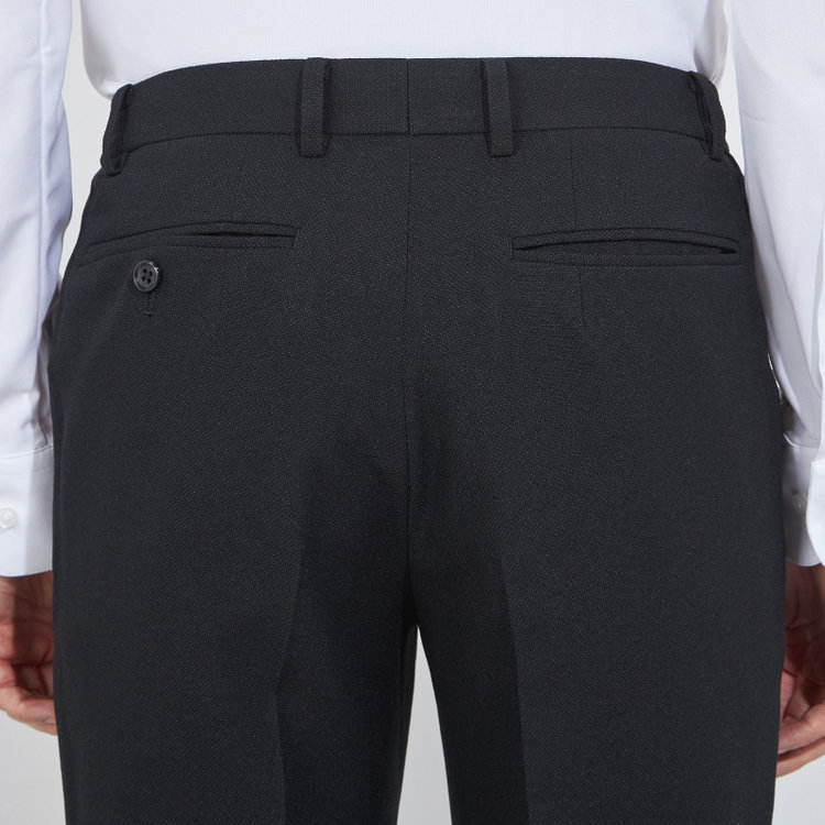 シルバーライン 【CLASSICO TAPERED】【秋冬】1タックテーパードパンツ/ブラック/ウエストシャーリング/4S SUSTAINABILITY&ECOLOGY FABRIC/※裾上げ済仕様 黒